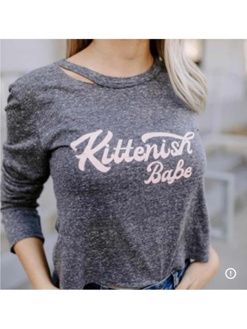 NWT ~ Kittenish Babe Graphic Long Sleeve Top - Gray with Pink Script ~Jr 2X (12)